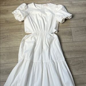 Wayf cutout dress with puff sleeves